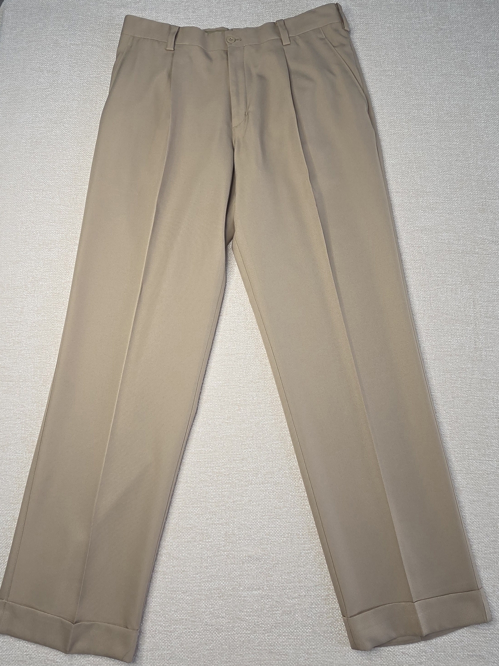 Nike Golf Dri-FIT Pants Mens 33x32 Khaki Pleated Cuffed Dress Golf Slacks